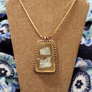 Large funky yellow pendant necklace